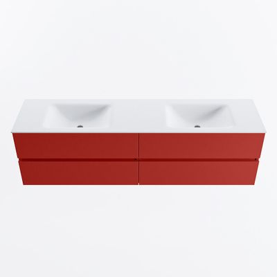 MONDIAZ VICA 180cm badmeubel onderkast Fire 4 lades. Wastafel CLOUD dubbel zonder kraangat, kleur Talc.