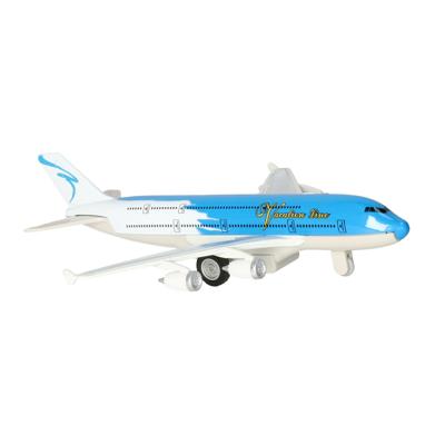 Goki Speelgoed Vliegtuig - 19 cm - blauw/wit - pull back motor - kinderen