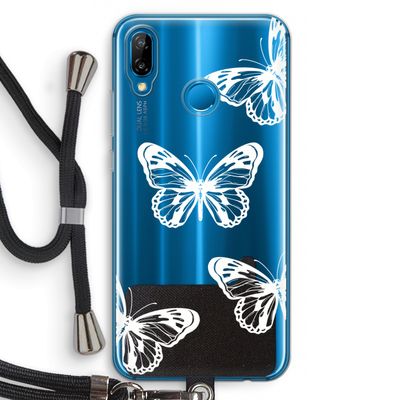 White butterfly: Huawei P20 Lite Transparant Hoesje met koord