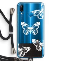 White butterfly: Huawei P20 Lite Transparant Hoesje met koord