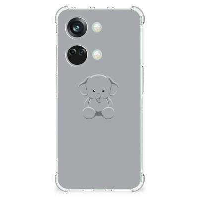 OnePlus Nord 3 Stevig | Bumper Hoesje | Grijs Baby Olifant OnePlus Nord 3 Stevig | Bumper Hoesje | Grijs Baby Olifant