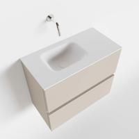 Toiletmeubel Mondiaz Ada | 60 cm | Meubelkleur Linen | Lex wastafel Talc Links | Zonder kraangat