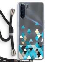 Gekleurde driehoekjes blauw: Oppo A91 Transparant Hoesje met koord