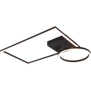 LED Plafondlamp - Plafondverlichting - Trion Viyona - 24W - Warm Wit 3000K - Dimbaar - Rechthoek - Mat Zwart - Aluminium