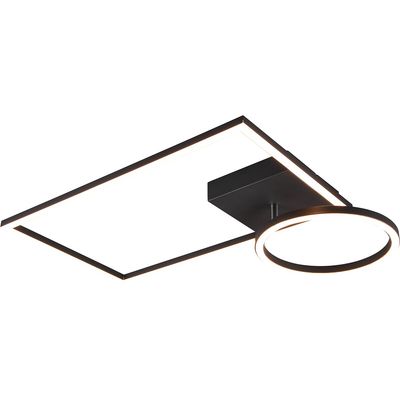 LED Plafondlamp - Plafondverlichting - Trion Viyona - 24W - Warm Wit 3000K - Dimbaar - Rechthoek - Mat Zwart - Aluminium