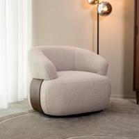 LABEL51 Draaifauteuil 'Valenza' Bouclé en Walnoot eiken, kleur Naturel