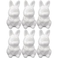 6x Piepschuim konijnen/hazen decoraties 8 cm hobby