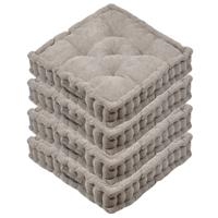 Stof Textile Vloerkussen Ribcord - 4x - taupe - polyester - 45 x 45 x 10 cm - vierkant - Extra dik - thumbnail