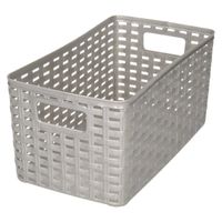 PlasticForte Opbergmand - Kastmand - rotan kunststof - zilver - 5 Liter - 15 x 28 x 13 cm - Opbergmanden - thumbnail