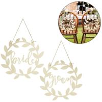 Ginger Ray bruiloft stoelhanger bride & groom hout 2 stuks | 10 stuks