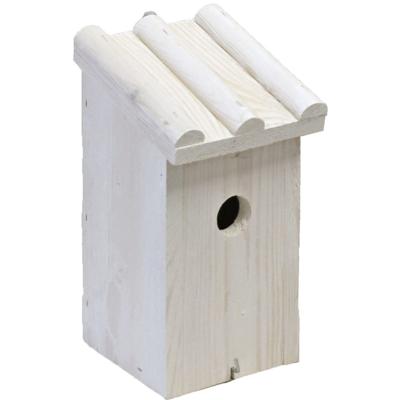 Boon Vogelhuisje - wit - hout - ribdak - 14x16x27 cm - voor mezen - nestkastje