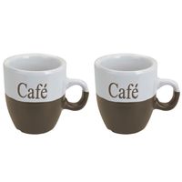 Koffiemok - set 2x stuks - lichtbruin - keramiek - 150 ml - thumbnail