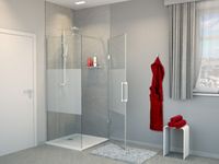 Balmani Modular hoekdouche met deur 90 x 200 cm helder glas met matte strook glanzend chroom profiel