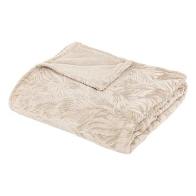 Atmosphera Plaid/bankdeken/bedsprei Leafes - beige - 180 x 230 cm - 2 persoons