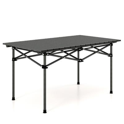 Campingtafel Opvouwbaar Klaptafel Tuintafel met Aluminium Tafelblad voor 4 Personen Incl. Draagtas 95 x 55 x 50 cm Zwart