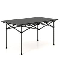 Campingtafel Opvouwbaar Klaptafel Tuintafel met Aluminium Tafelblad voor 4 Personen Incl. Draagtas 95 x 55 x 50 cm Zwart