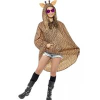 Party regenponcho giraffe print - dames - verkleedkleding - festival - poncho regenkleding