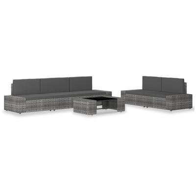 6-delige Loungeset poly rattan grijs