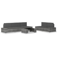 6-delige Loungeset poly rattan grijs