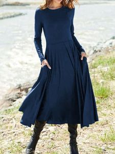 Plain Long Sleeve Casual Dress