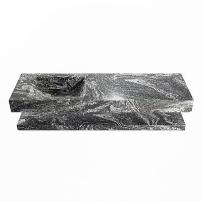 MONDIAZ ALAN-DLUX 150cm planchet Lava. Vrijhangende wastafel CLOUD links zonder kraangat, kleur Lava.