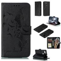 Feather patroon Litchi textuur horizontale Flip lederen draagtas met portemonnee & houder & kaartsleuven voor Google pixel 3a XL (zwart)