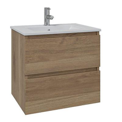 Adema Chaci Badkamermeubelset - 60x46x57cm - 1 keramische wasbak wit - 1 kraangat - 2 lades - eiken SW1212759/SW804530