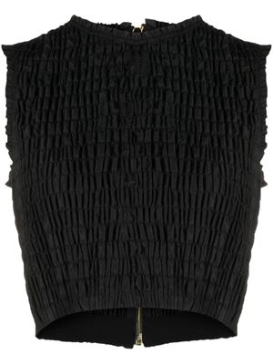 Patou haut crop à fronces - Noir