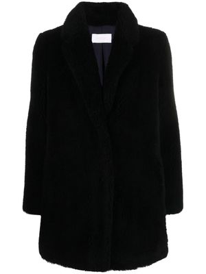 Yves Salomon manteau court à design tissé - Noir