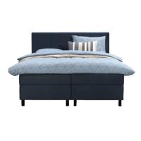 Leen Bakker - Boxspring Liv Geblokt - 160x200 Cm - Ronde Poot - Stof/Velvet - Blauw