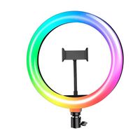 Ringlamp multi kleuren - 10 inch - Ringlight - RGB - incl. smartphone houder + afstandsbediening - thumbnail