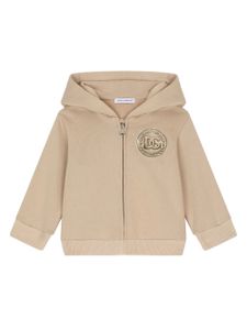 Dolce & Gabbana Kids hoodie en coton à patch logo - Marron