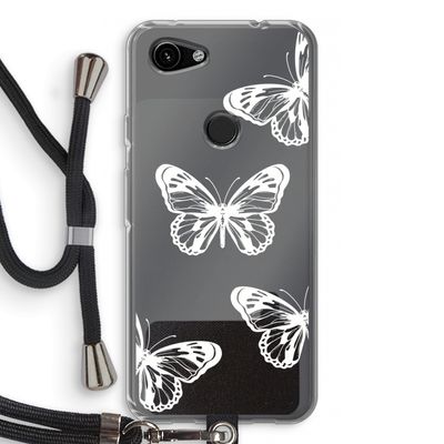 White butterfly: Pixel 3a Transparant Hoesje met koord