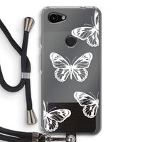 White butterfly: Pixel 3a Transparant Hoesje met koord White butterfly: Pixel 3a Transparant Hoesje met koord