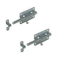 Plaatgrendels - 4x - zilver - verzink staal - 10 x 5 cm - heksluitingen/poortgrendels