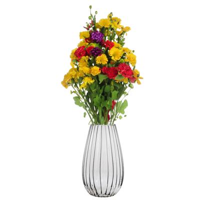 Vaas - glas - streep relief - 11 x 11 x 20 cm - bloemenvaas