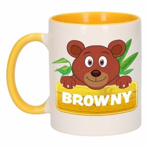 Beren theebeker geel / wit Browny 300 ml