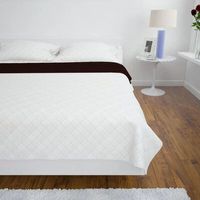 vidaXL Bedsprei gewatteerd dubbelzijdig 230x260 cm beige/bruin - thumbnail