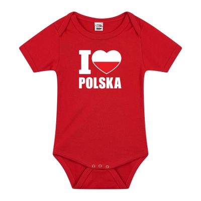 I love Polska baby rompertje rood Polen jongen/meisje