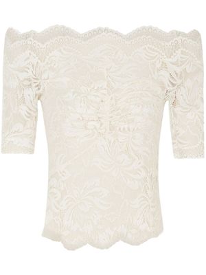Rabanne haut en dentelle à épaules dénudées - Blanc