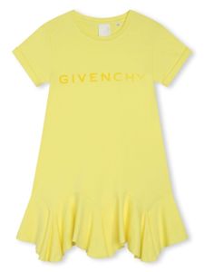 Givenchy Kids robe évasée en coton à logo imprimé - Jaune