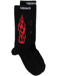 Vision Of Super chaussettes à imprimé flamme - Noir