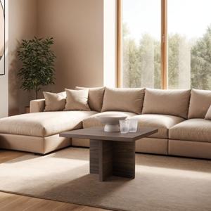 Vierkante Salontafel River 60cm, kleur bruin notenhout