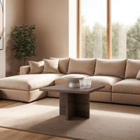Vierkante Salontafel River 60cm, kleur bruin notenhout