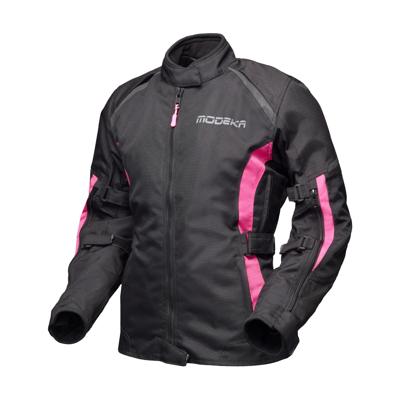 MODEKA Luana Lady Jacket, Textiel motorjas dames, Zwart-Roze