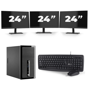 HP ProDesk 400 G3 Micro Tower - Intel Core i5-6e Generatie - 8GB RAM - 256GB SSD - Windows 11 + 3x 24 inch Monitor