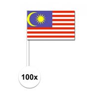 100x Maleisie decoratie papieren zwaaivlaggetjes   -