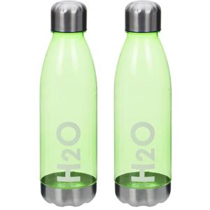 2x stuks bidon drinkfles/waterfles groen 700 ml met schroefdop