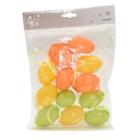 Deco Paaseieren met motief - 12x stuks - mix kleuren - H6 cm - Paaseitjes voor aan Paastakken