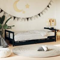 Kinderbedframe 80x200 cm massief grenenhout zwart